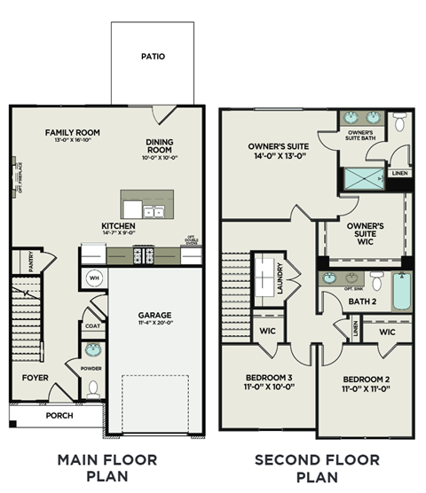 three floor plan of a house with a bedroom and a living room